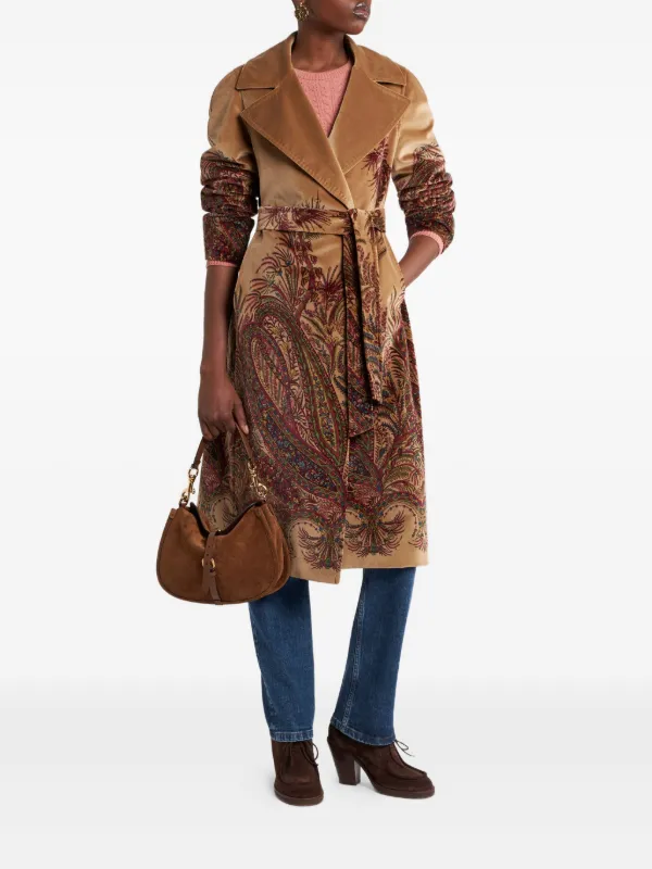 ETRO ペイズリー ベルベットコート | ブラウン | FARFETCH JP