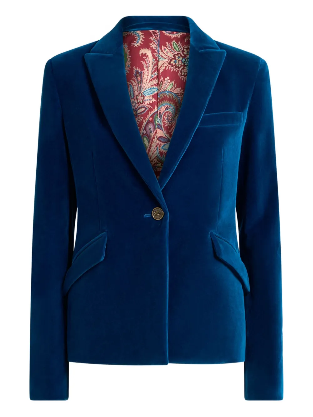 ETRO single-breasted velvet blazer Blauw