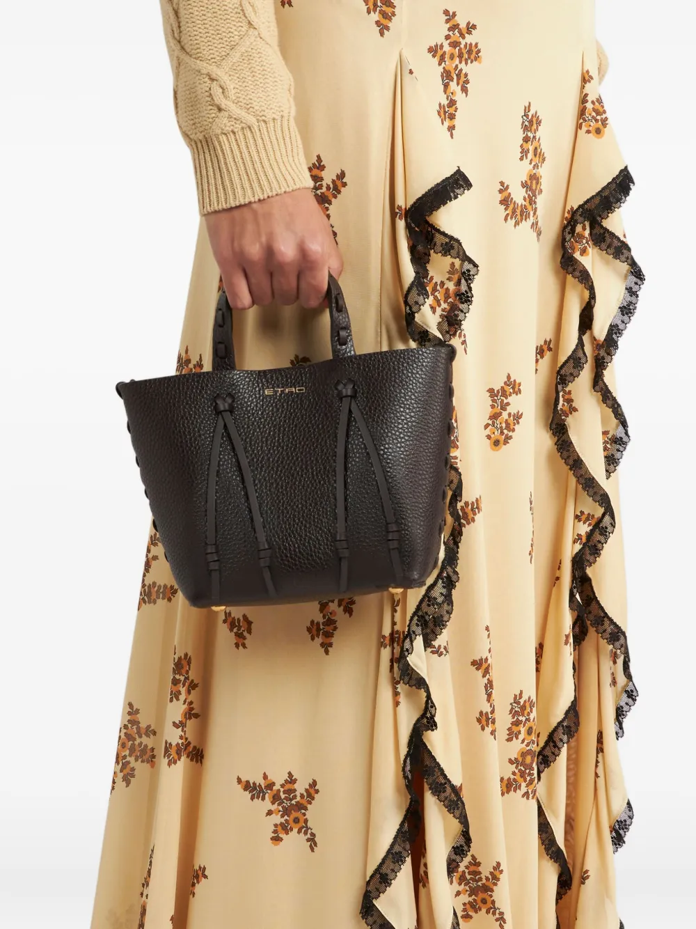 ETRO Kleine leren shopper Zwart