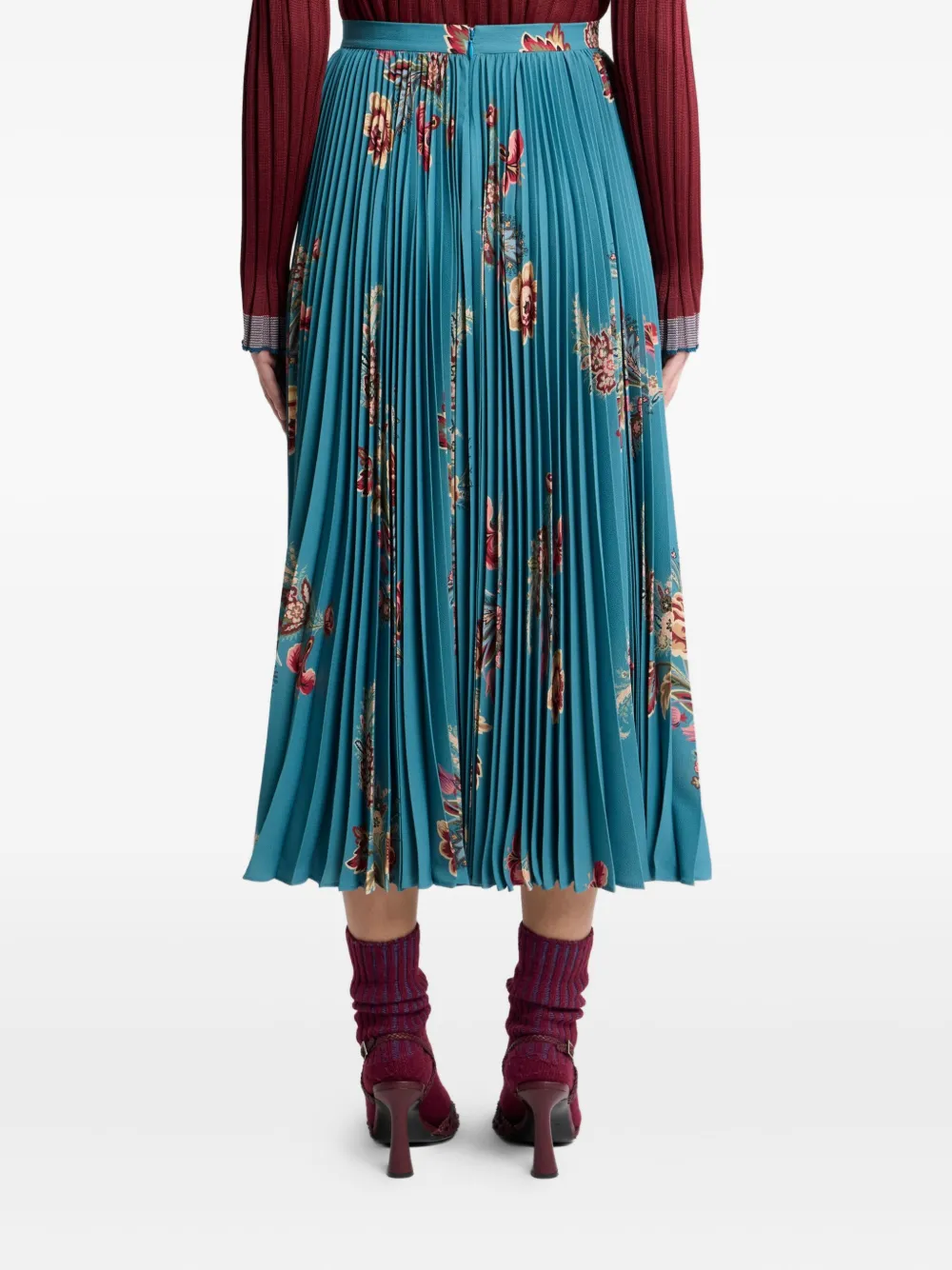 ETRO Plooirok met bloemenprint Blauw
