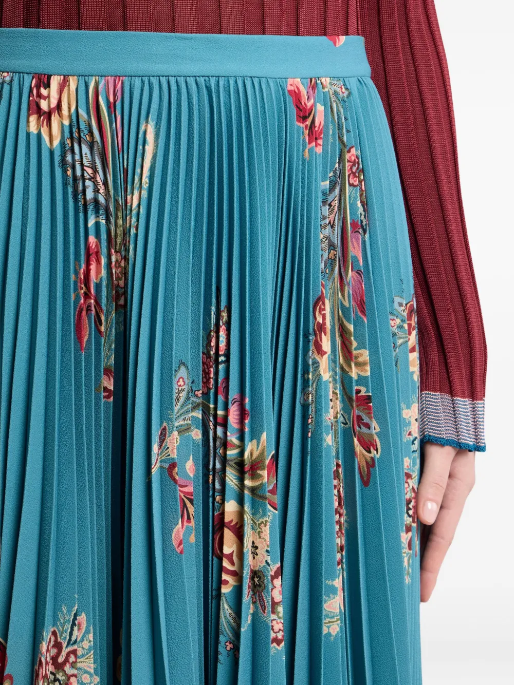 ETRO Plooirok met bloemenprint Blauw
