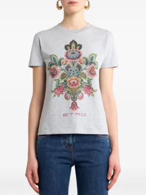 ETRO♡ ライトブルーコットンTシャツ ETRO ロゴ Tシャツ | ブルー | FARFETCH JP