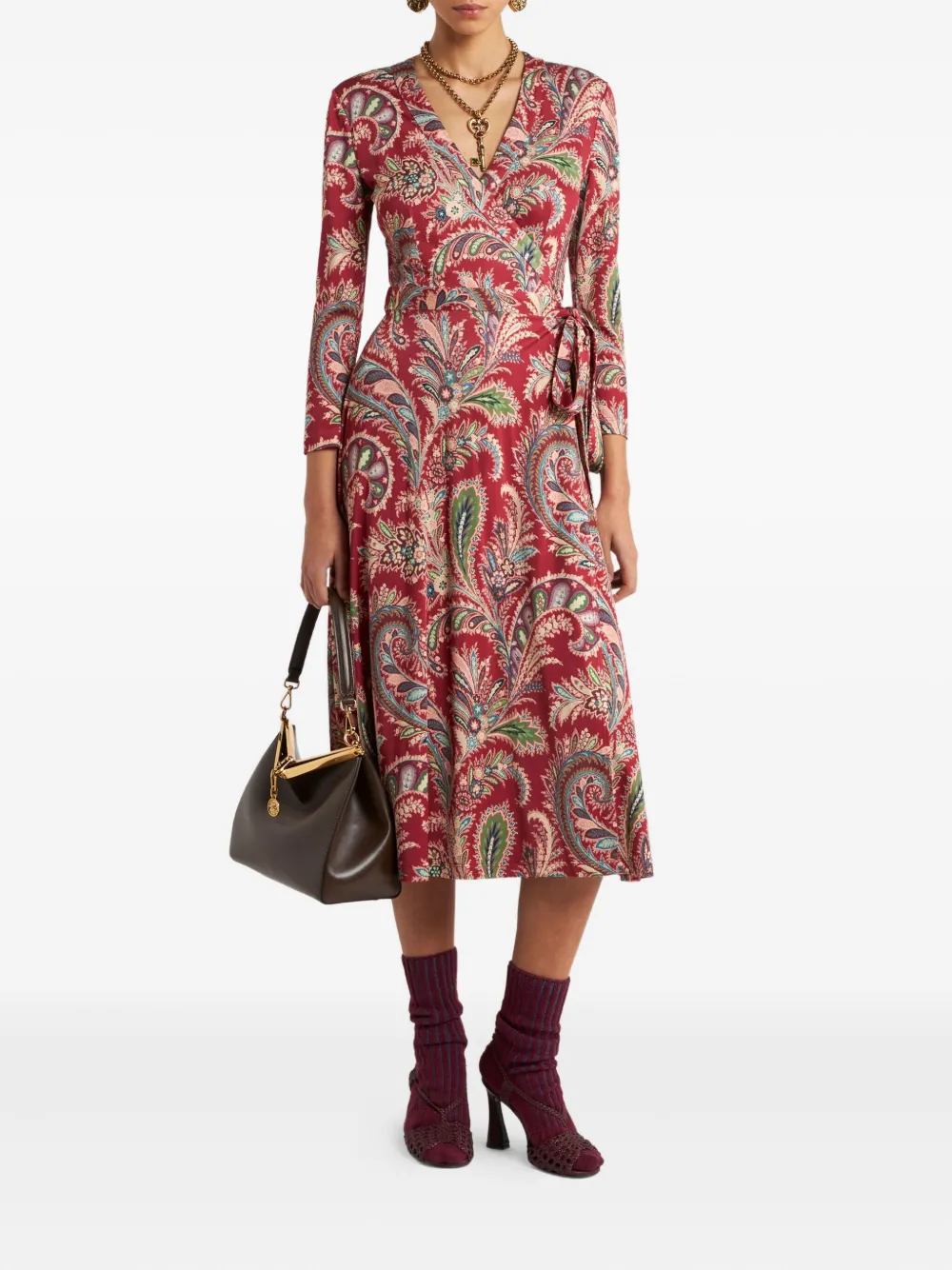ETRO Wikkeljurk met paisley-print Rood