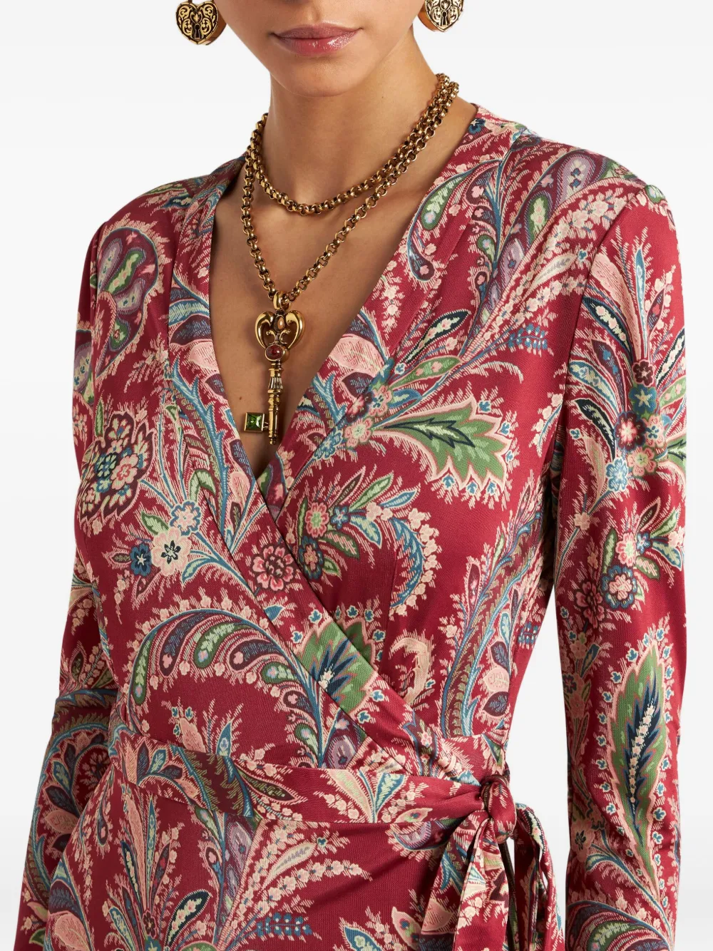 ETRO Wikkeljurk met paisley-print Rood