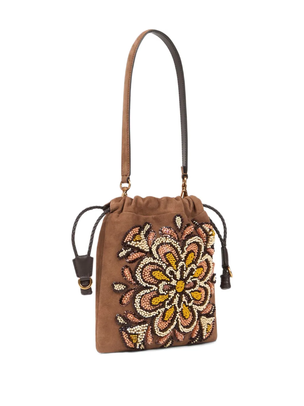 ETRO Kleine bucket-tas verfraaid met kralen Bruin