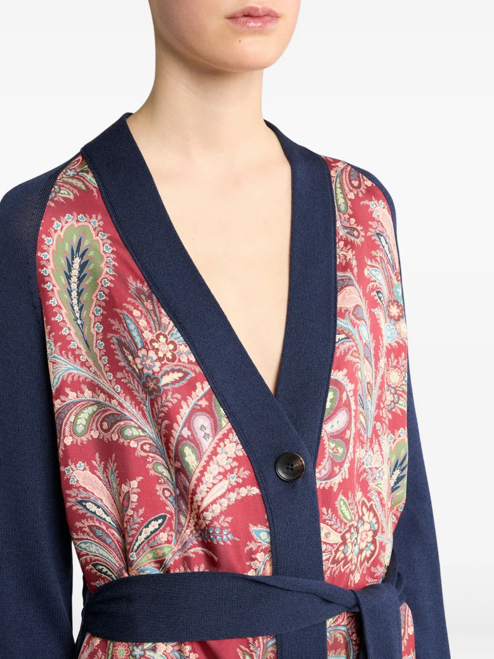 Etro Paisley-print Silk-blend Cardigan In Blue