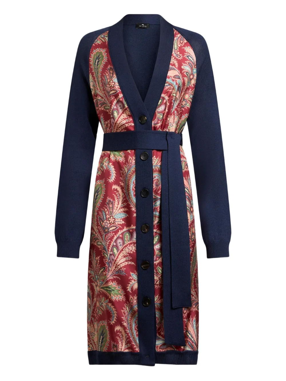 Etro Paisley-print Silk-blend Cardigan In Blue