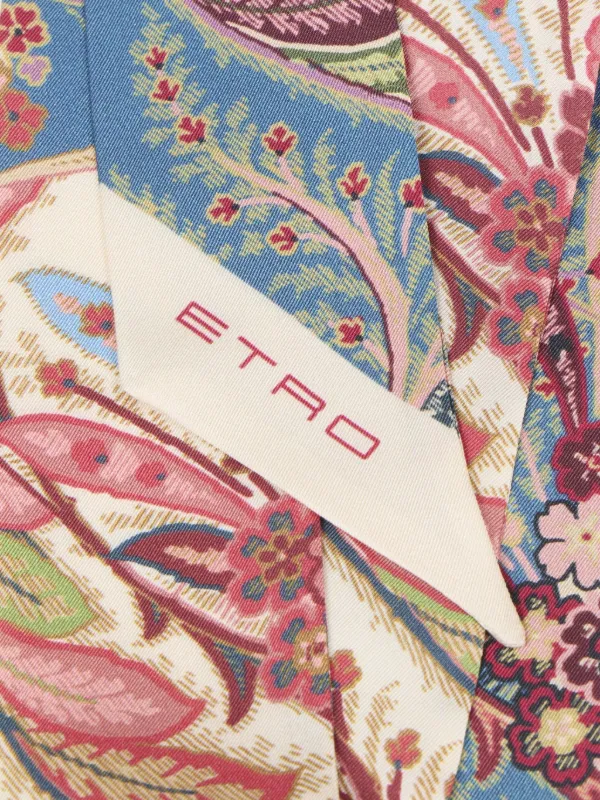 エトロ　ETRO  ペイズリー  スカーフ　ストール  シルク100%  ピンク ETRO エトロ プチスカーフ 良好 ピンク シルク100％ ペイズリー