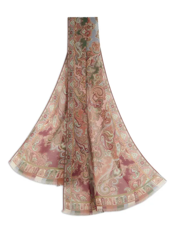 ETRO ペイズリー柄 シルクスカーフ ETRO ペイズリー シルクスカーフ | レッド | FARFETCH JP