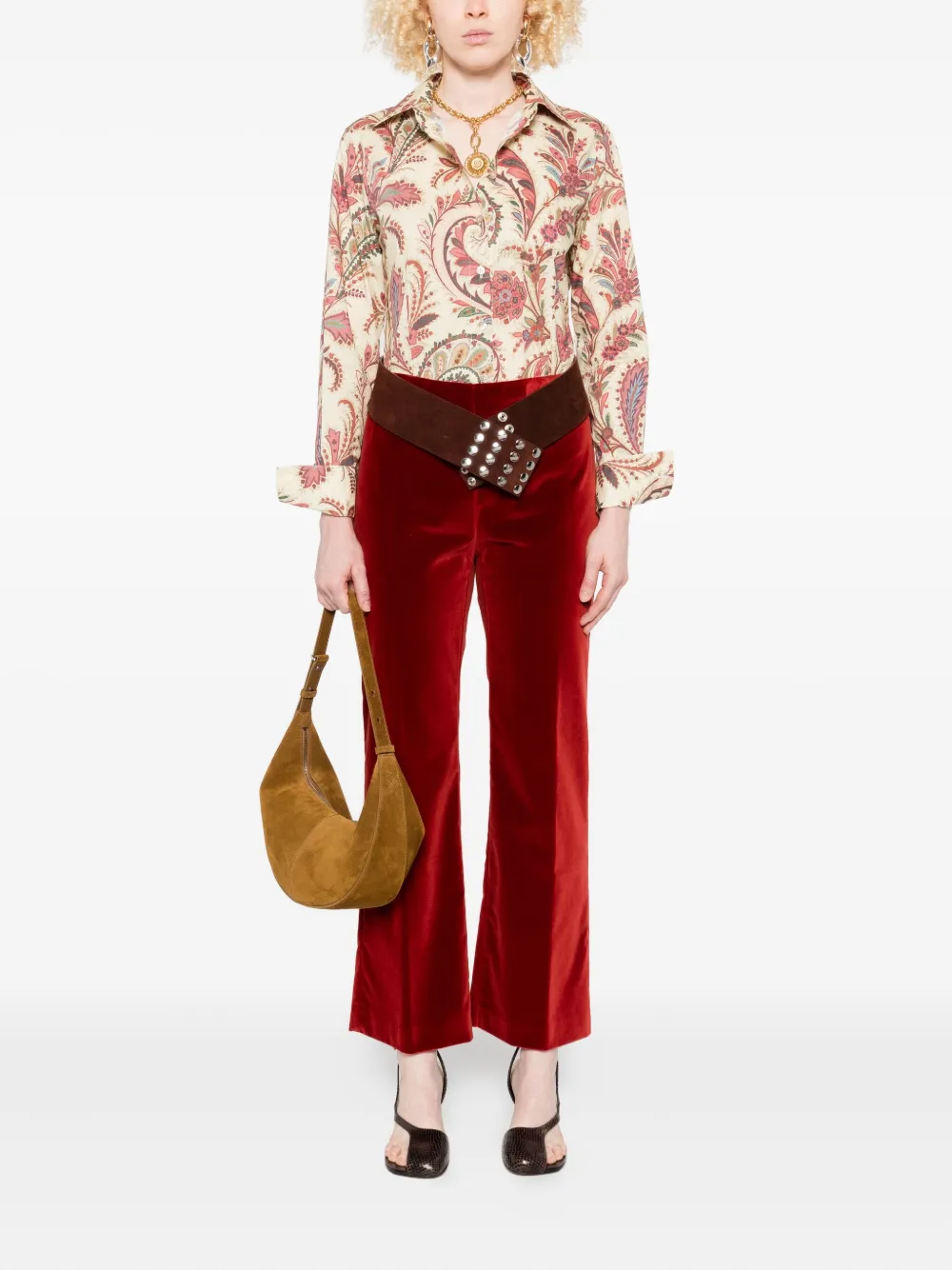 ETRO Popeline blouse met paisley-print - Beige