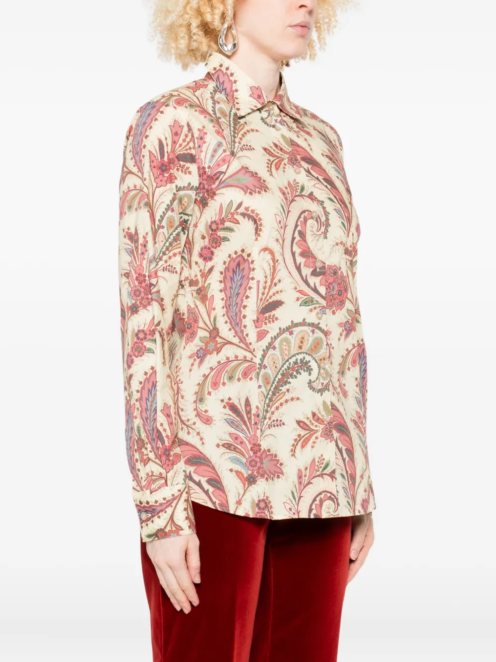 ETRO Popeline blouse met paisley-print Beige