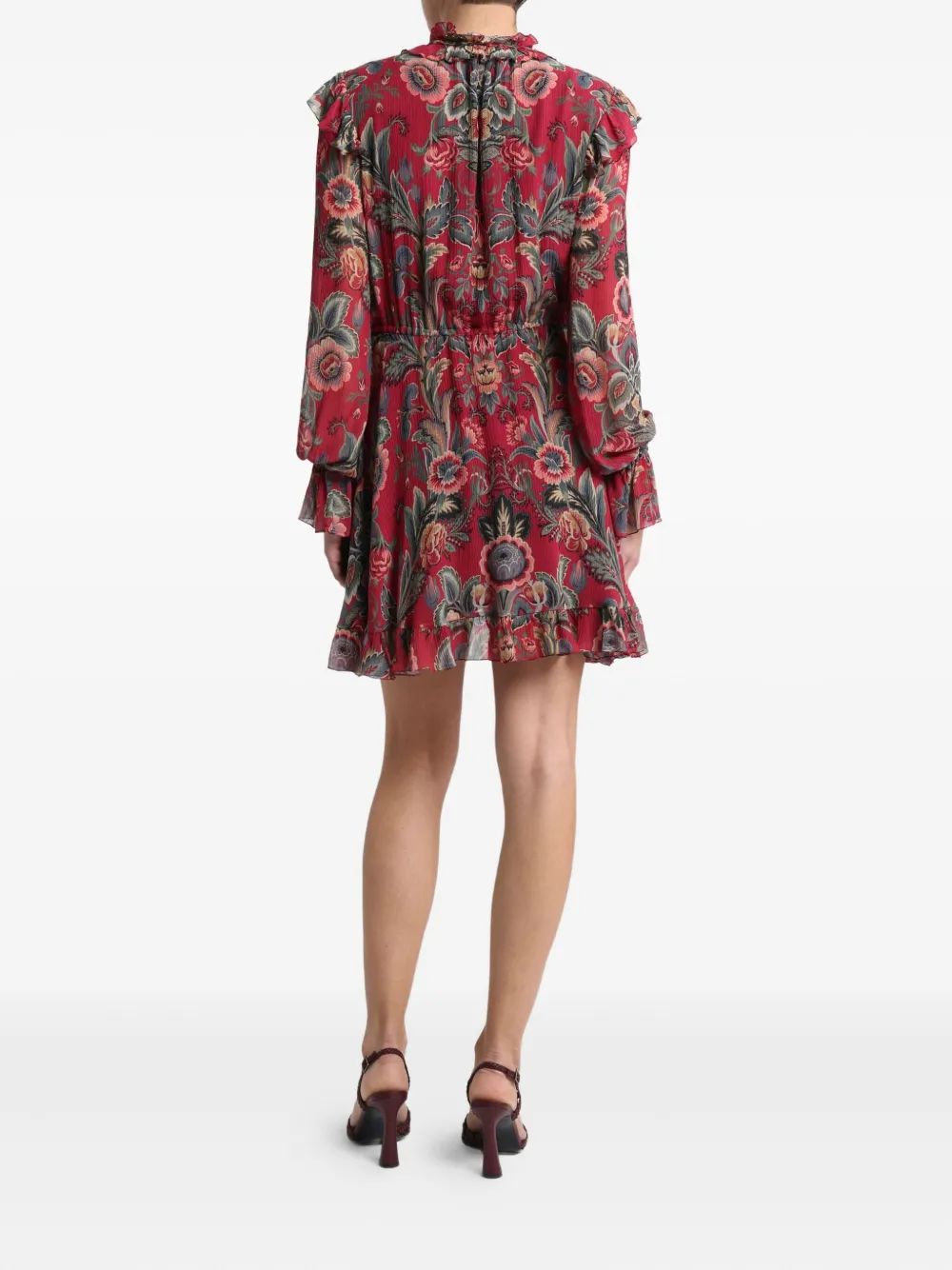 ETRO ruffled floral print mini dress Rood