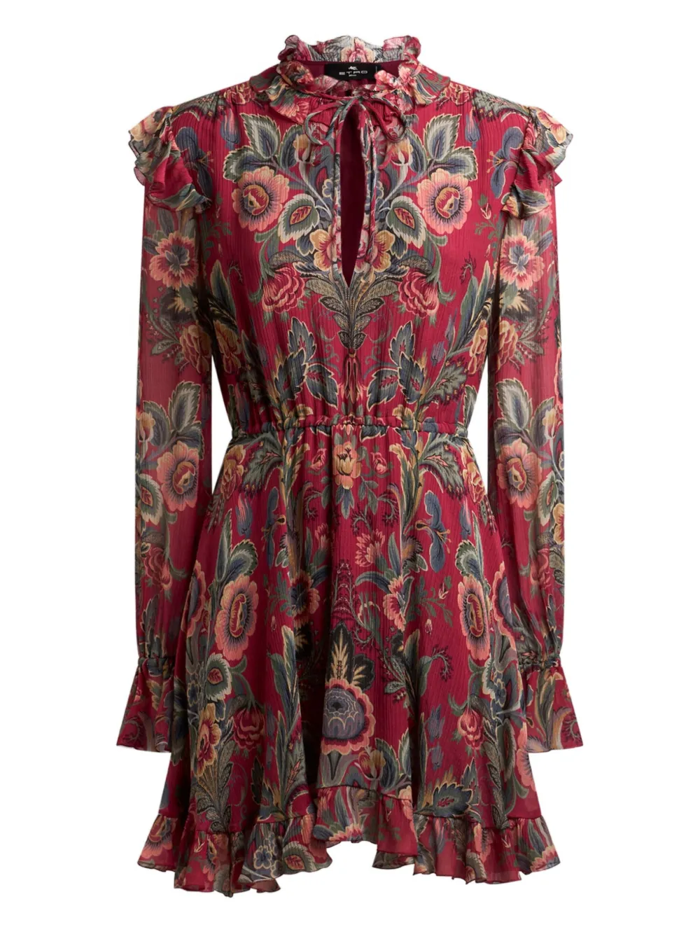 ETRO ruffled floral print mini dress Rood