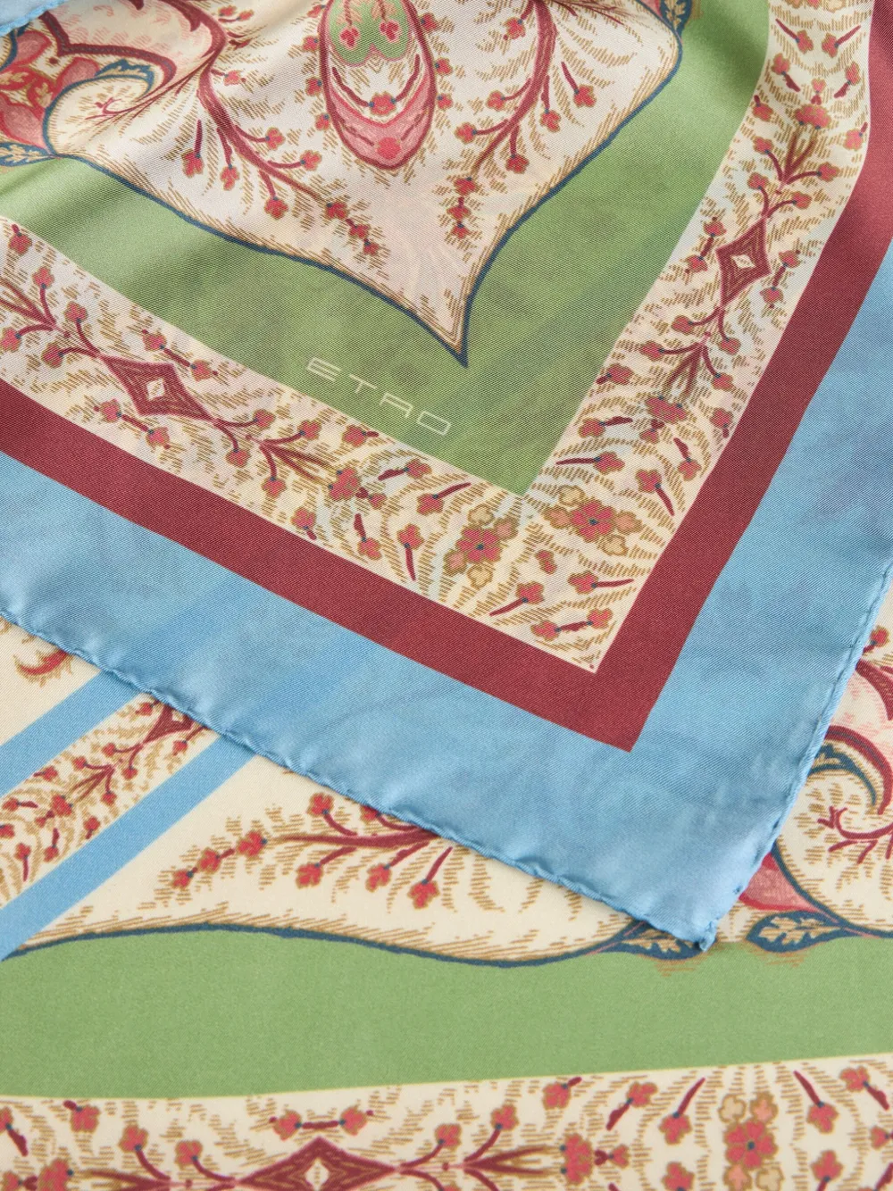 ETRO Zijden sjaal met paisley-print Groen
