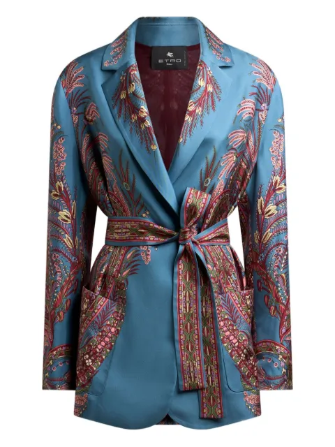 ETRO 페이즐리 프린트 실크 랩 재킷