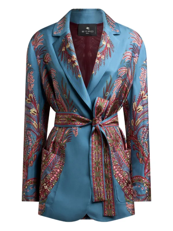 ETRO ペイズリー シルクジャケット | ブルー | FARFETCH JP