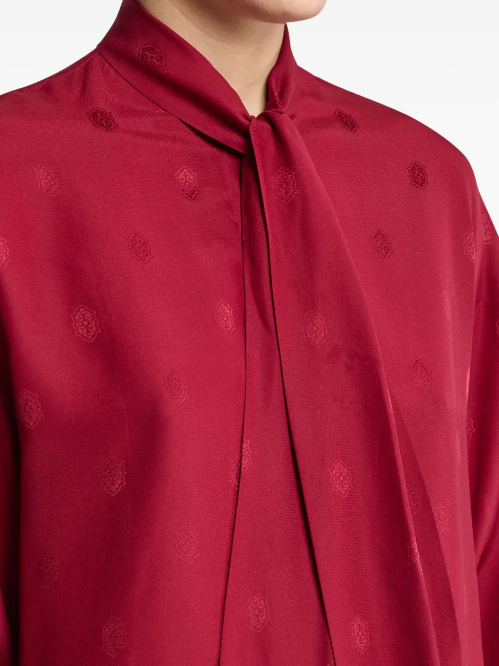 ETRO Blouse met gestrikte hals en jacquard Rood