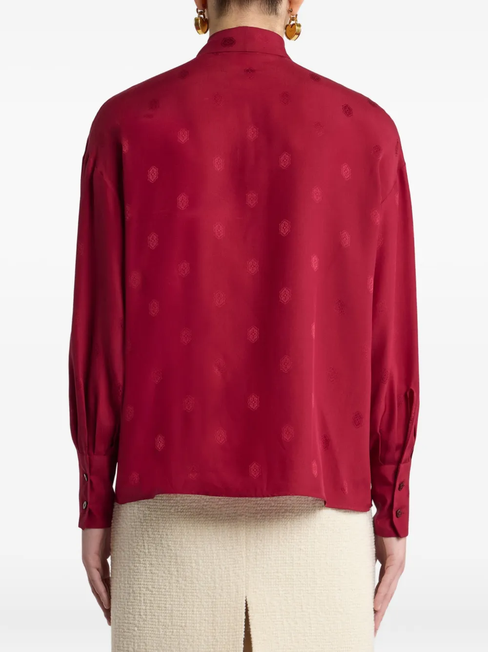 ETRO Blouse met gestrikte hals en jacquard Rood