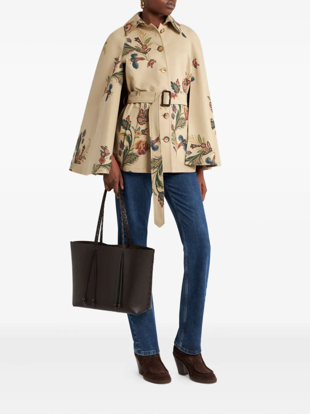ETRO floral-print cape Beige