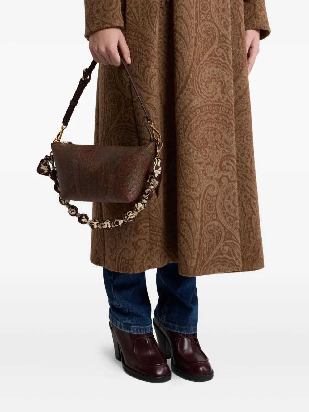 ETRO Bolvormige schouderband met bloemenprint Bruin