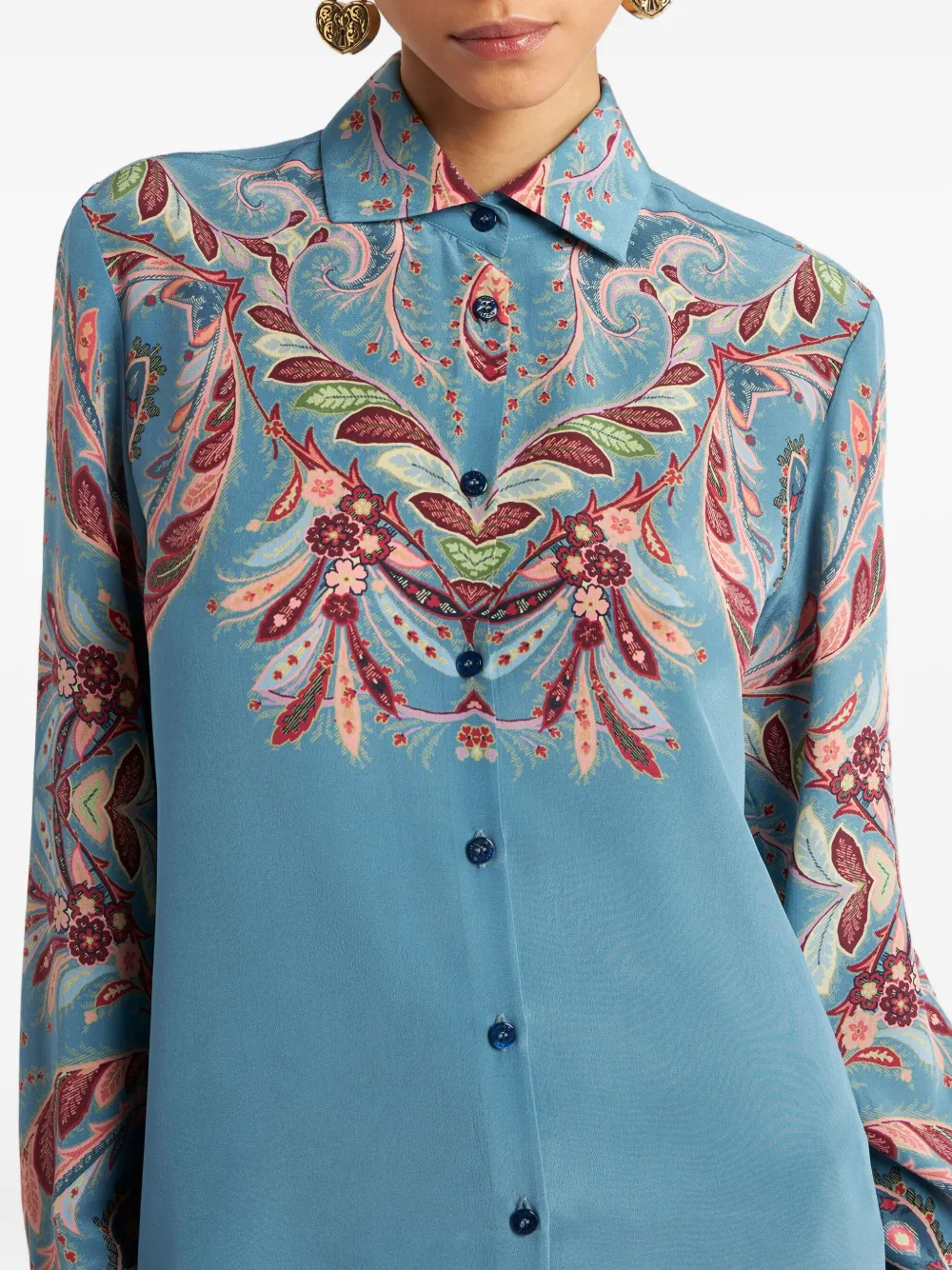ETRO Blouse met paisley-print Blauw