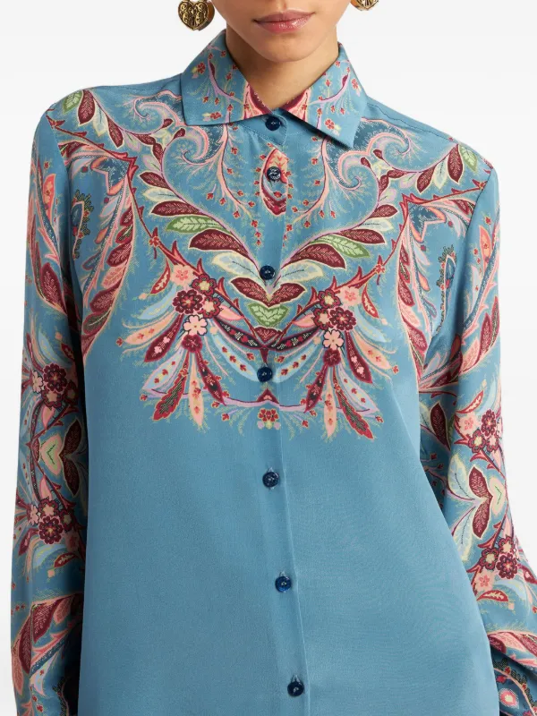 ETRO ペイズリー シルクシャツ | ブルー | FARFETCH JP
