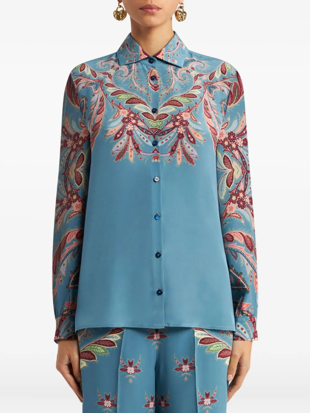 ETRO Blouse met paisley-print Blauw