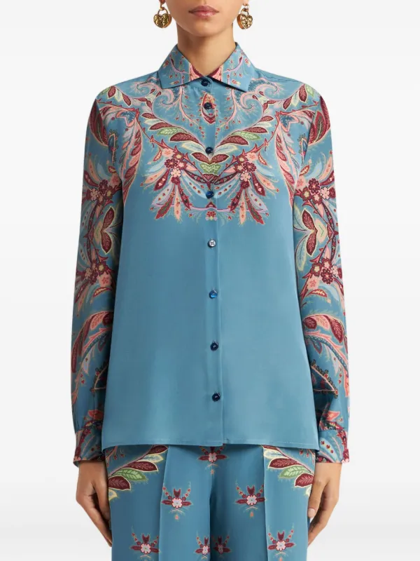 ETRO ペイズリー シルクシャツ | ブルー | FARFETCH JP