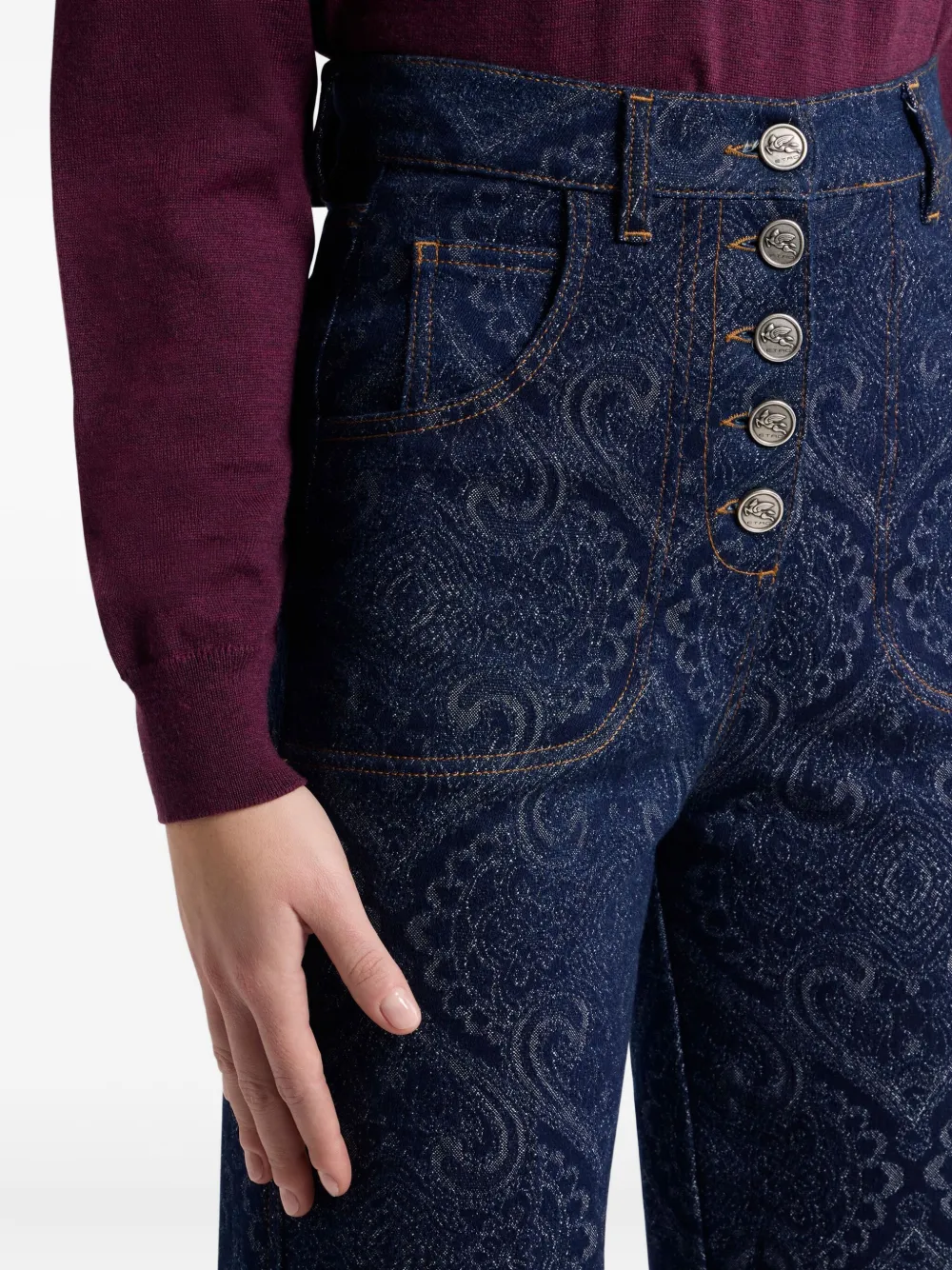 ETRO Jeans met paisley-jacquard Blauw