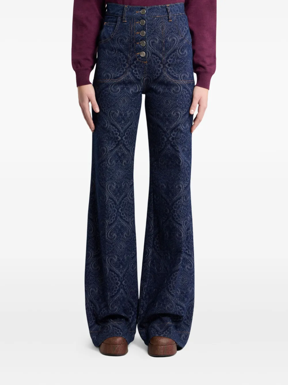 ETRO Jeans met paisley-jacquard Blauw