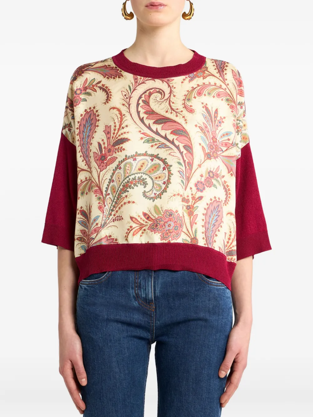 ETRO T-shirt met paisley-print Rood