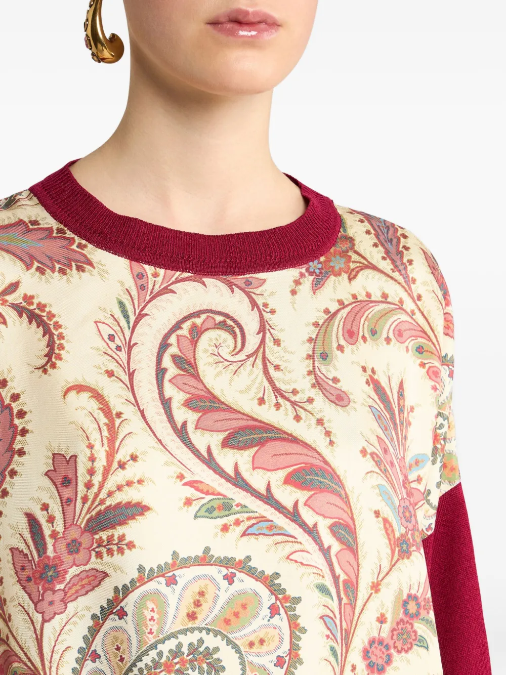 ETRO T-shirt met paisley-print Rood