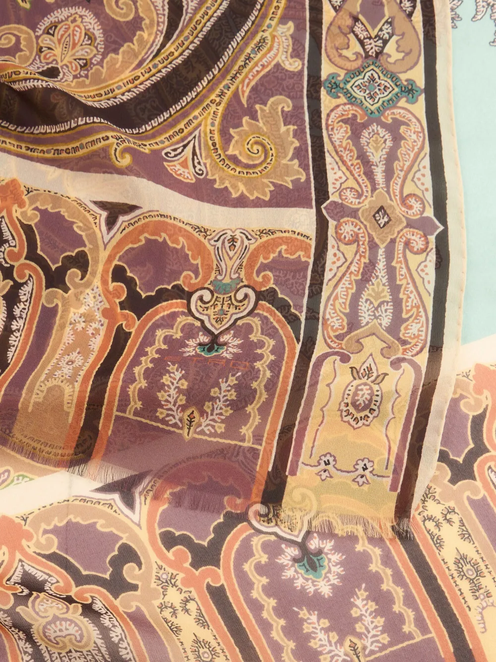 ETRO Zijden sjaal met paisley-print Beige