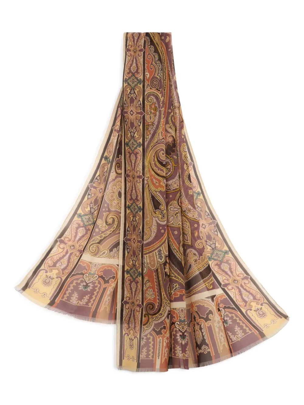 ETRO Zijden sjaal met paisley-print Beige