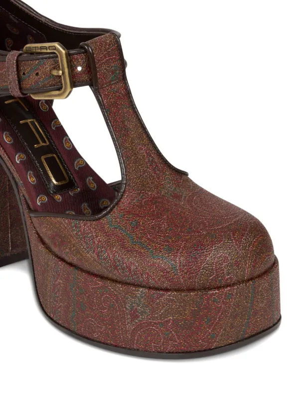 ETRO 105mm paisley-print Platform Pumps | Brown | FARFETCH