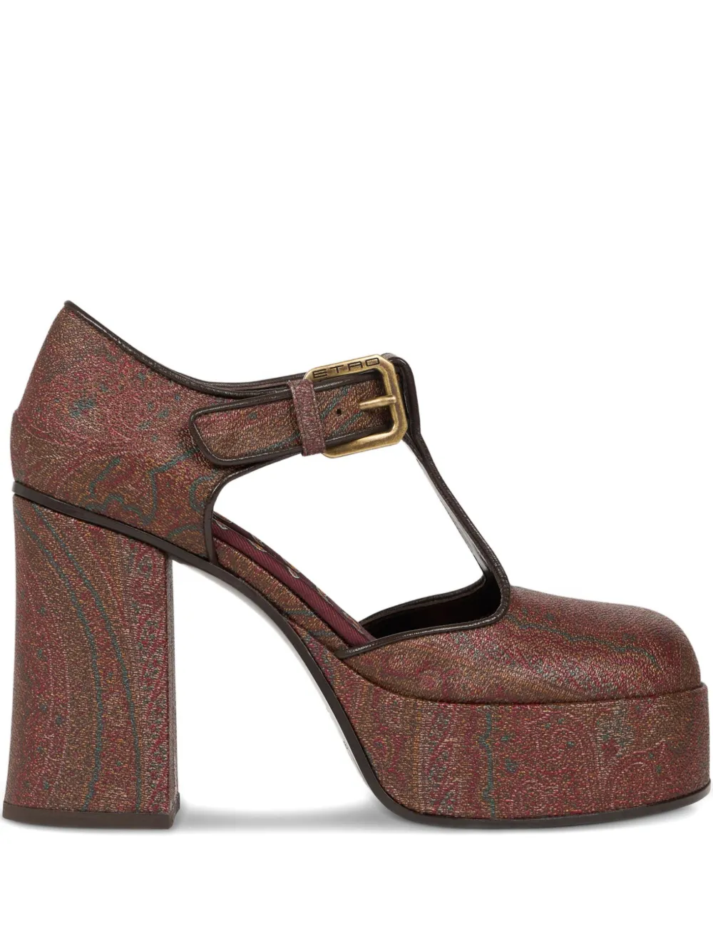 ETRO 105mm paisley-print platform pumps Brown