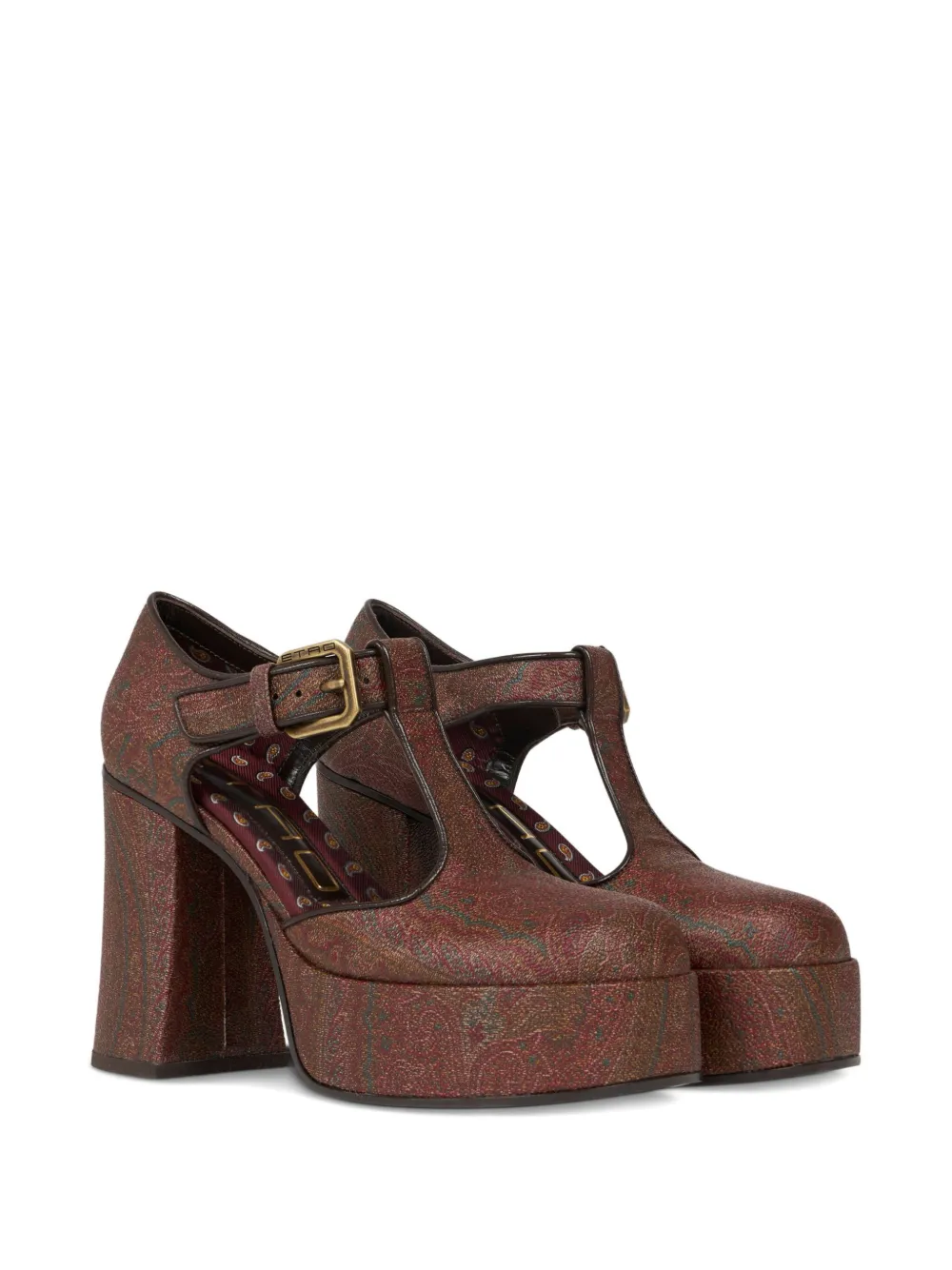 ETRO 105mm paisley-print platform pumps Brown