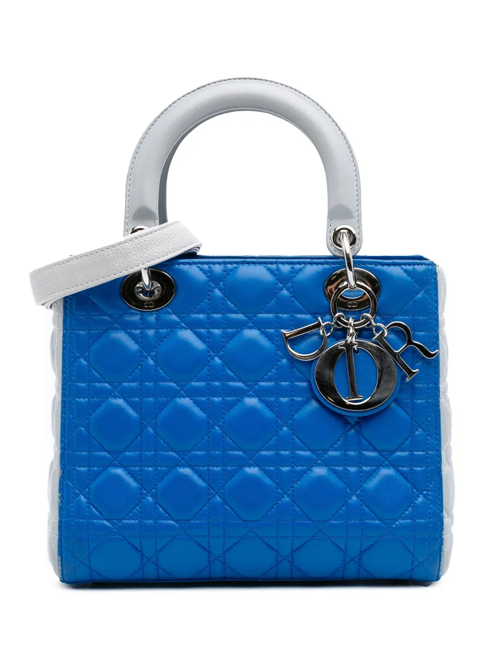 Christian Dior Pre-Owned 2013 Medium Bicolor Lambskin Cannage Lady Dior satchel | Blue | Image 1