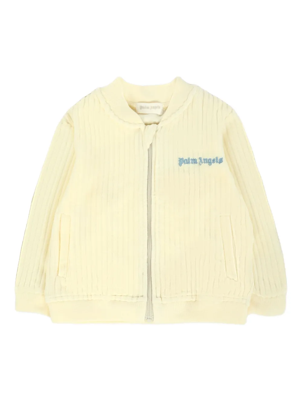 Palm Angels Kids ribbed zip-up jacket | Neutrals | Image 1