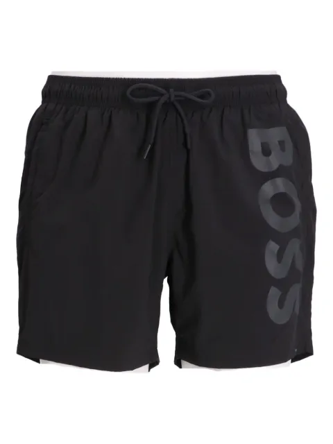 BOSS logo-print swim shorts