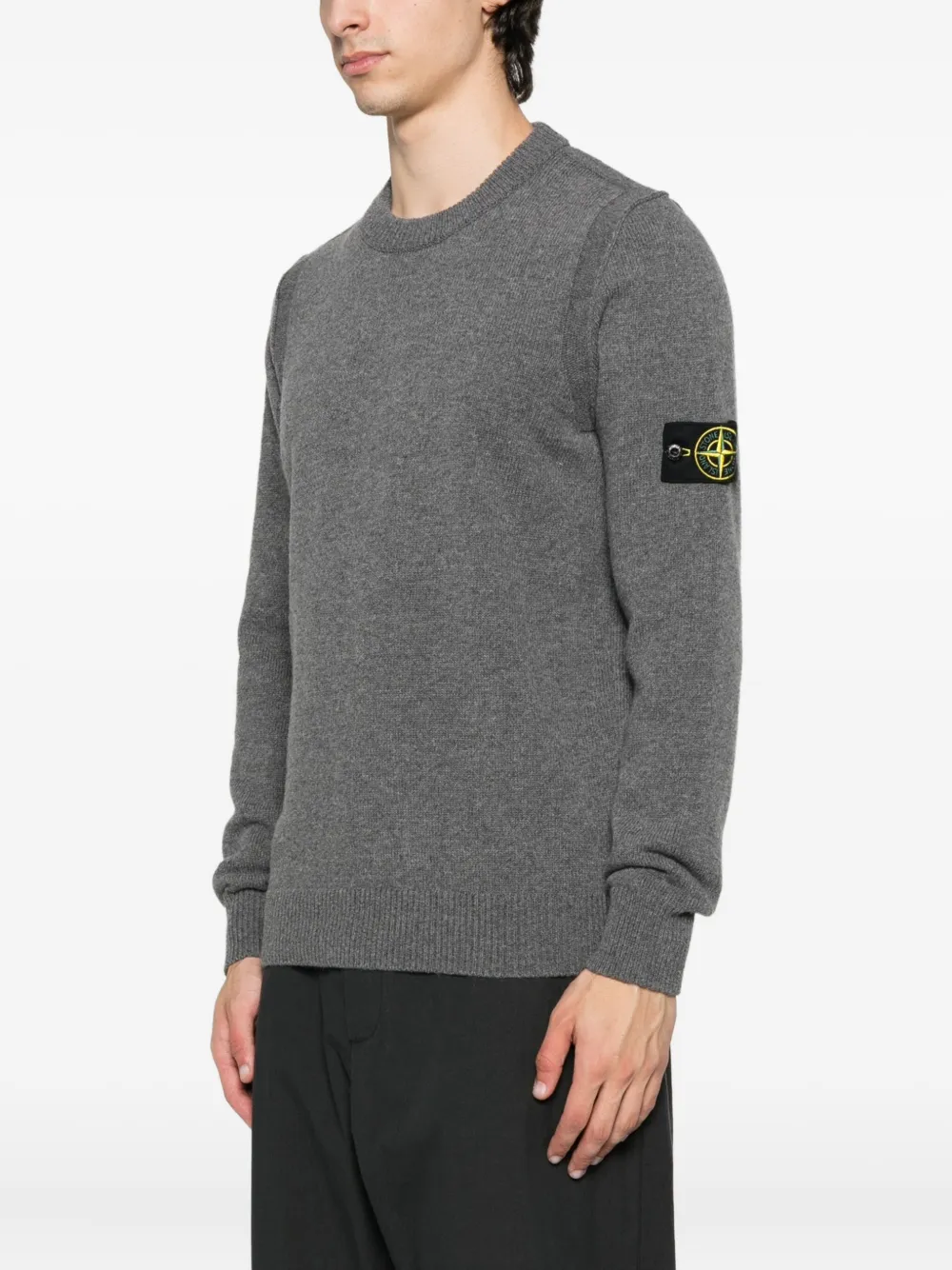 Stone Island Trui met ronde hals en patch Grijs