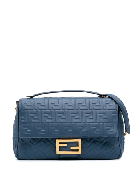 Fendi Pre-Owned 2000-2010 Large Zucca Embossed Leather Baguette shoulder bag