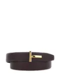 TOM FORD grained leather T-buckle belt - Red