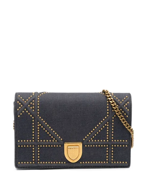Christian Dior Pre-Owned شنطة كروس 'ديوراما' جينز مرصعة بسلسلة وتصميم محفظة 2017