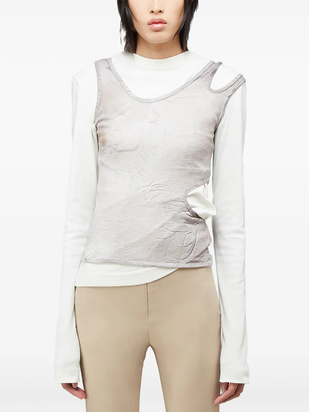 rusfrcade Julien layered cut-out top | Grey | Image 1