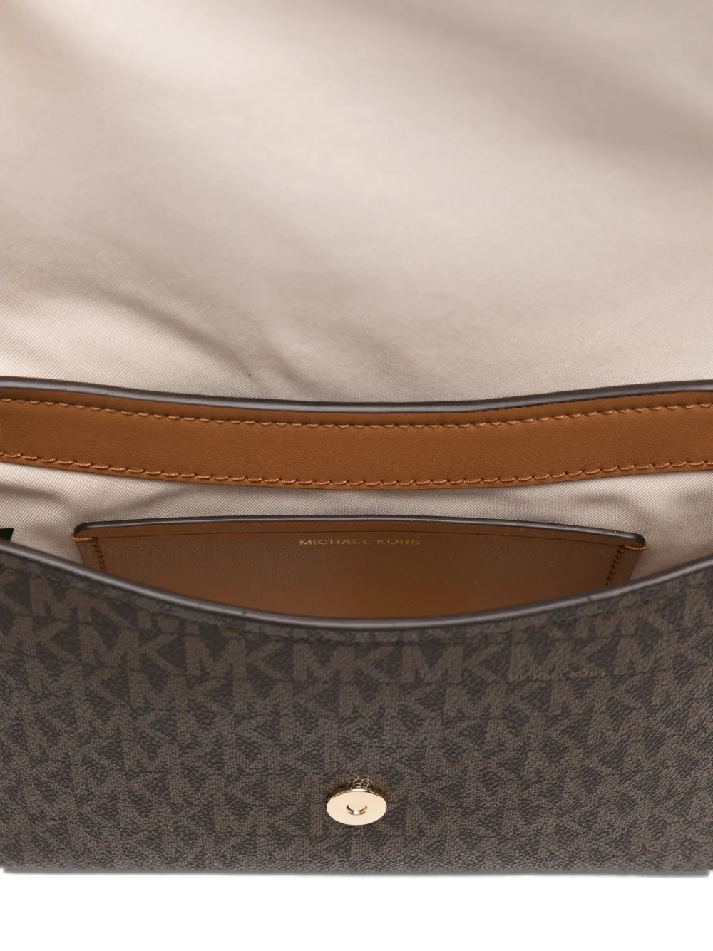 Michael Kors Kleine Nessa crossbodytas met monogram en omslag Bruin
