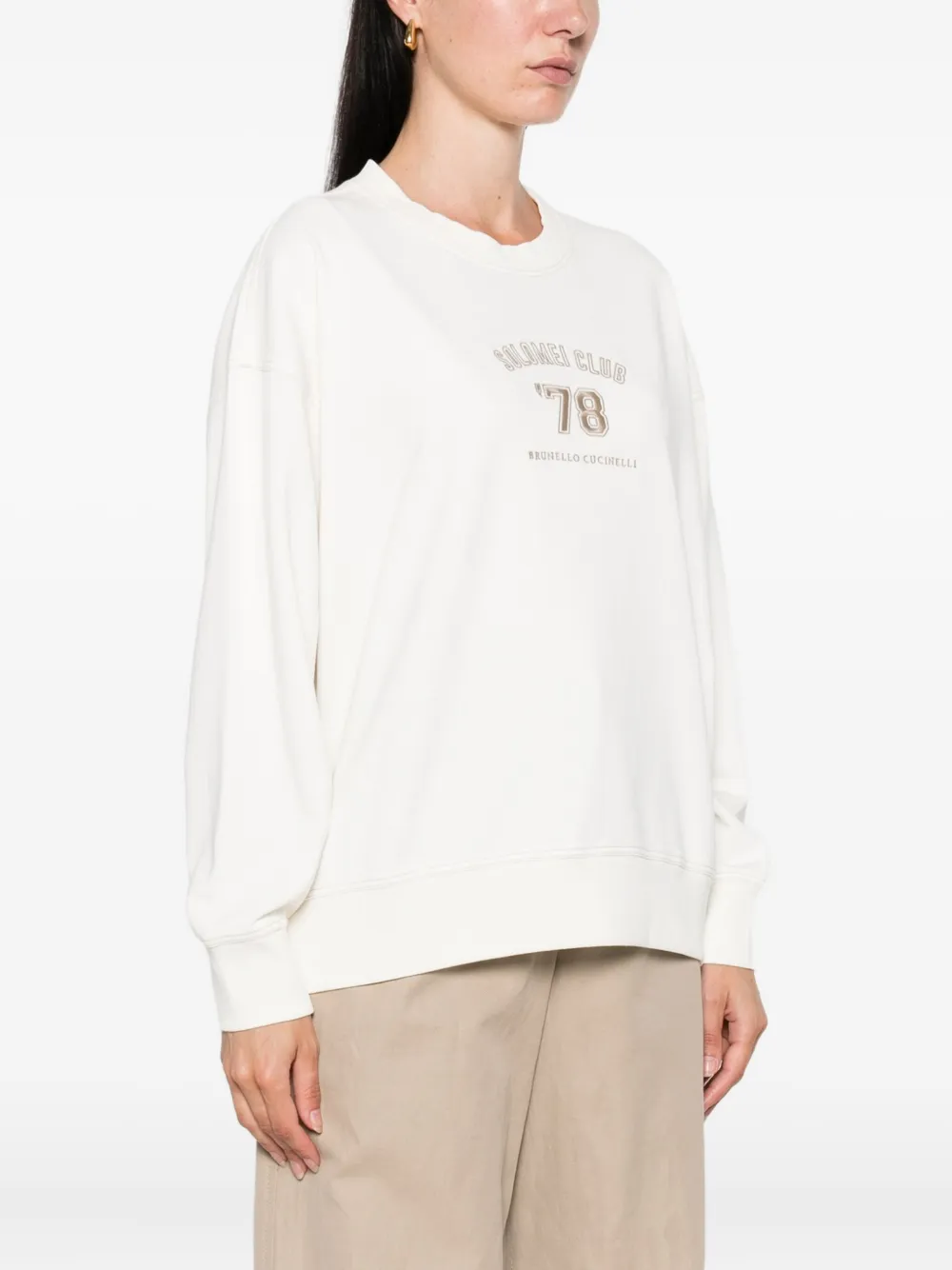 Brunello Cucinelli Sweater met geborduurd logo Beige