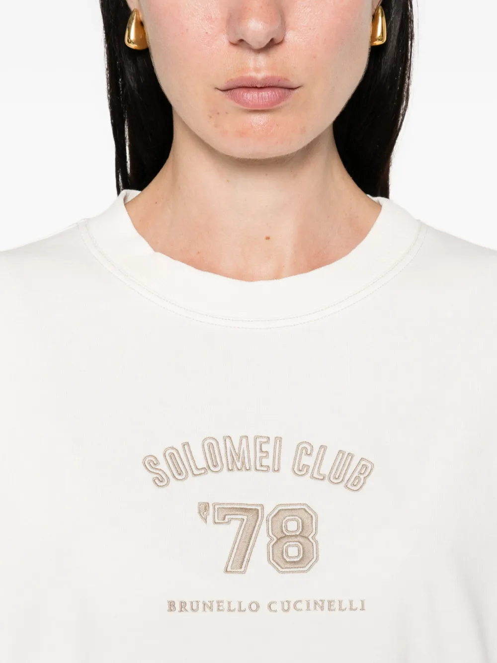 Brunello Cucinelli Sweater met geborduurd logo Beige
