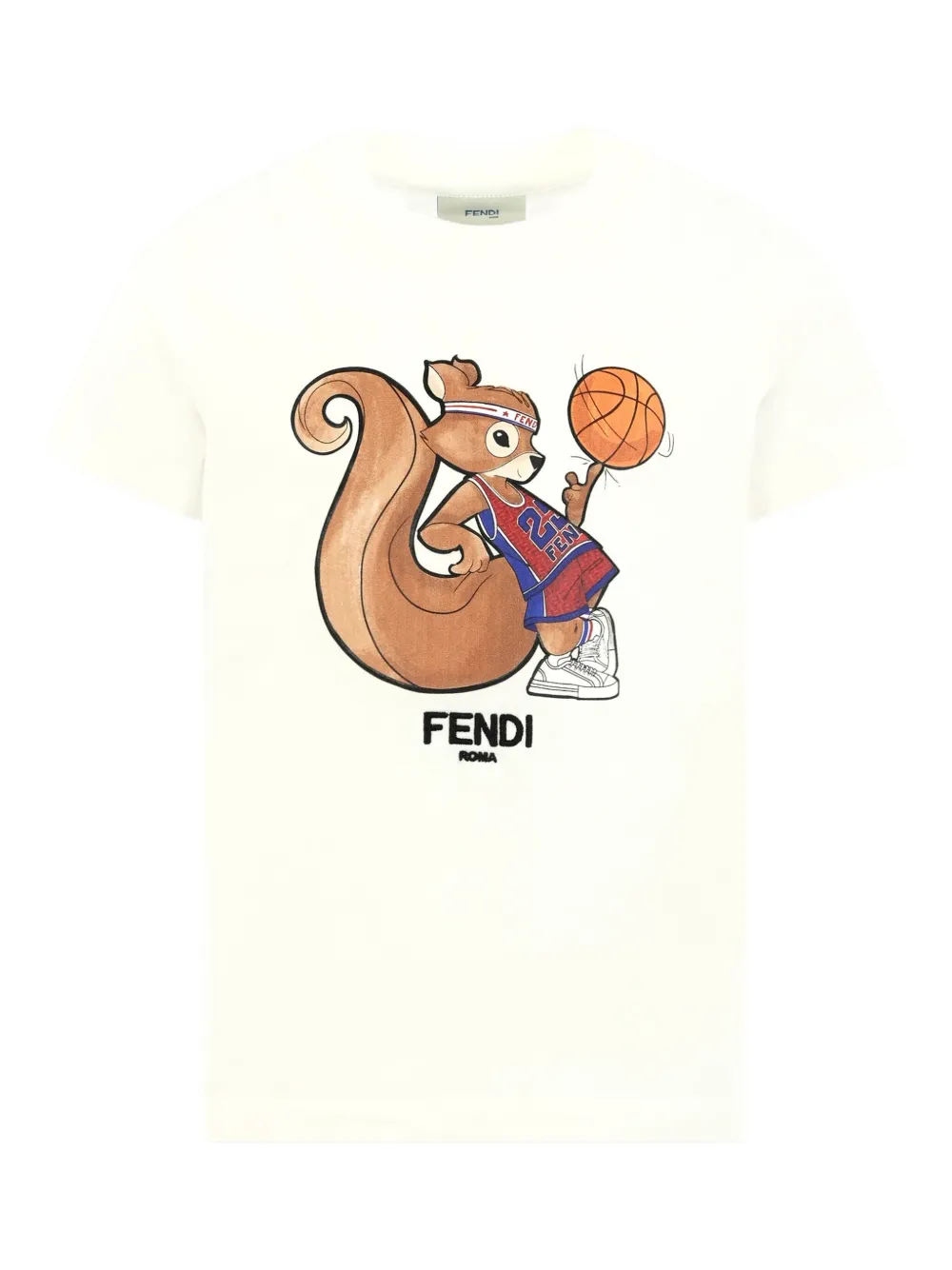 Fendi Kids squirrel basketball T-shirt Wit