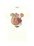 Fendi Kids squirrel basketball T-shirt - White